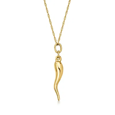Pre-owned Ross-simons C. 1990 Vintage 14kt Yellow Gold Italian Horn Pendant Necklace