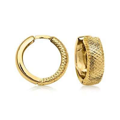 Pre-owned Ross-simons C. 1990 Vintage 14kt Yellow Gold Patterned Hoop Earrings