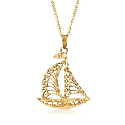 Pre-owned Ross-simons C. 1990 Vintage 14kt Yellow Gold Sailboat Pendant Necklace