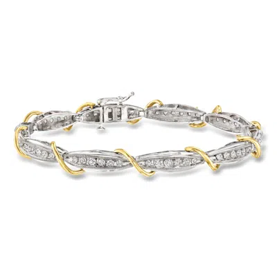 Pre-owned Ross-simons C. 1990 Vintage 1.50 Ct. T.w. Diamond Bracelet In 14kt Two-tone Gold In Gold,silver