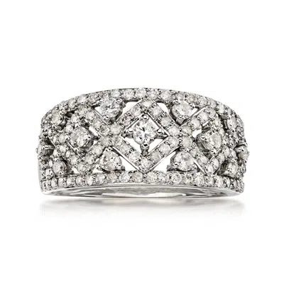 Pre-owned Ross-simons C. 1990 Vintage 1.50 Ct. T.w. Diamond Openwork Ring In 14kt White Gold In Silver