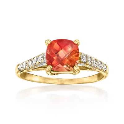 Pre-owned Ross-simons C. 1990 Vintage 1.55 Carat Morganite Ring With .35 Ct. T.w. Diamonds In 14kt Yellow Gold