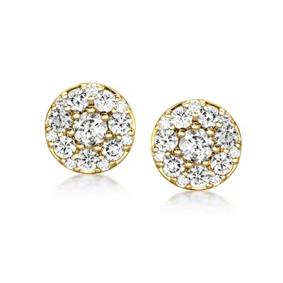 Pre-owned Ross-simons C. 1990 Vintage 1.70 Ct. T.w. Diamond Cluster Earrings In 10kt Yellow Gold
