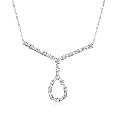 Pre-owned Ross-simons C. 1990 Vintage 1.70 Ct. T.w. Diamond Drop Necklace In 14kt White Gold In Silver
