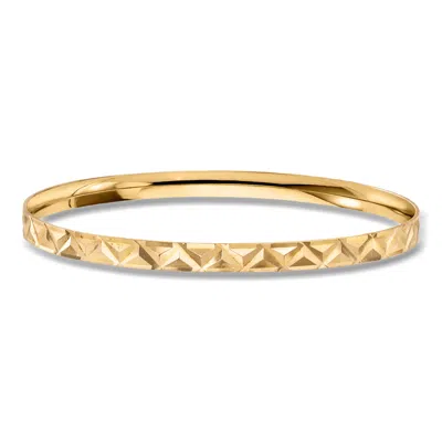 Pre-owned Ross-simons C. 1990 Vintage 18kt Yellow Gold Triangle-pattern Bangle Bracelet