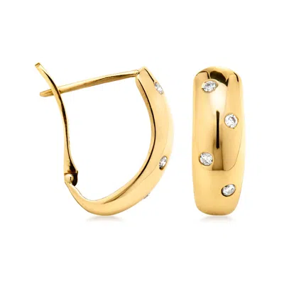 Pre-owned Ross-simons C. 1990 Vintage .24 Ct. T.w. Diamond Curved Earrings In 18kt Yellow Gold