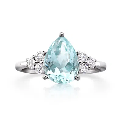 Pre-owned Ross-simons C. 1990 Vintage 2.44 Carat Aquamarine Ring With .31 Ct. T.w. Diamonds In Platinum In Silver