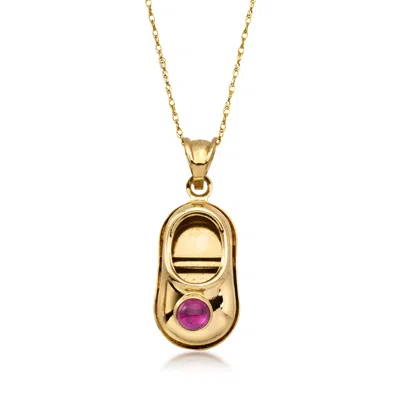 Pre-owned Ross-simons C. 1990 Vintage .25 Carat Ruby Baby Bootie Pendant Necklace In 14kt Yellow Gold