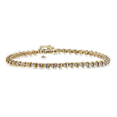 Pre-owned Ross-simons C. 1990 Vintage .25 Ct. T.w. Bezel-set Diamond Tennis Bracelet In 10kt Yellow Gold