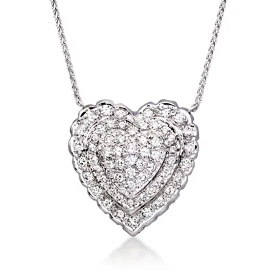 Pre-owned Ross-simons C. 1990 Vintage 2.50 Ct. T.w. Diamond Heart Necklace In Platinum In Silver