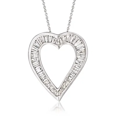 Pre-owned Ross-simons C. 1990 Vintage 2.50 Ct. T.w. Diamond Heart Pendant Necklace In 14kt White Gold In Silver