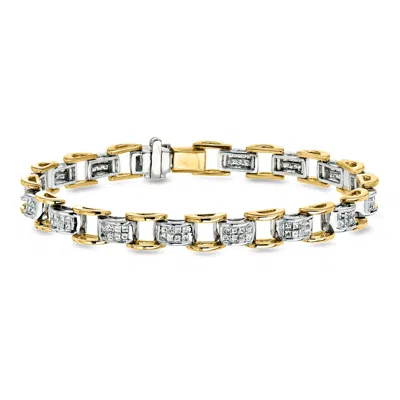 Pre-owned Ross-simons C. 1990 Vintage 2.50 Ct. T.w. Diamond Section Bracelet In 14kt Two-tone Gold In Gold,silver