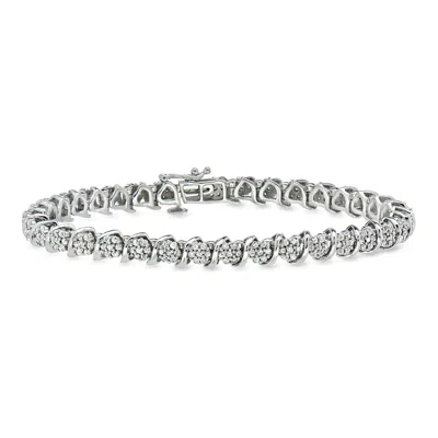 Pre-owned Ross-simons C. 1990 Vintage 2.52 Ct. T.w. Diamond Cluster Bracelet In Sterling Silver