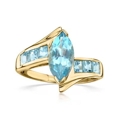 Pre-owned Ross-simons C. 1990 Vintage 3.25 Ct. T.w. Swiss Blue Topaz Ring In 14kt Yellow Gold