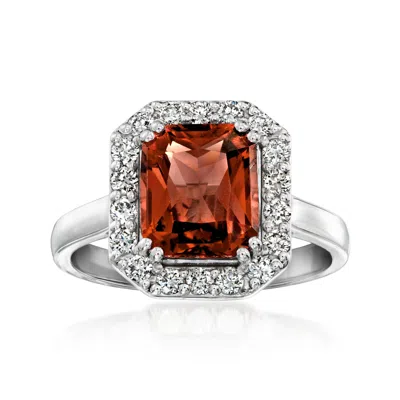 Pre-owned Ross-simons C. 1990 Vintage 3.40 Carat Red Spinel And .55 Ct. T.w. Diamond Ring In 18kt White Gold In Silver