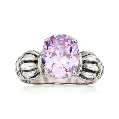 Pre-owned Ross-simons C. 1990 Vintage 3.50 Carat Simulated Amethyst Ring In Sterling Silver