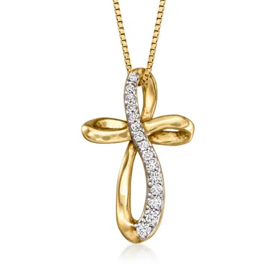 Pre-owned Ross-simons C. 1990 Vintage .40 Ct. T.w. Diamond Cross Pendant Necklace In 14kt Yellow Gold