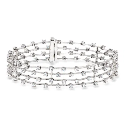 Pre-owned Ross-simons C. 1990 Vintage 4.00 Ct. T.w. Diamond Four-row Bracelet In 14kt White Gold In Silver
