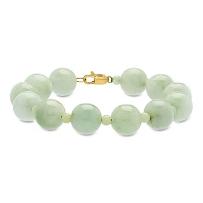 Pre-owned Ross-simons C. 1990 Vintage 4-12mm Jade Bead Bracelet With 14kt Yellow Gold