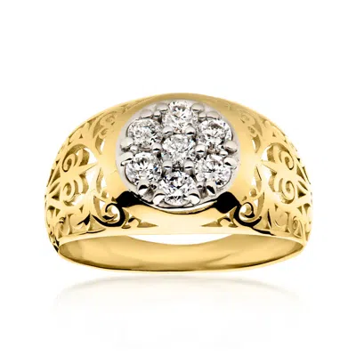 Pre-owned Ross-simons C. 1990 Vintage .50 Ct. T.w. Diamond Cluster Openwork Ring In 14kt Yellow Gold
