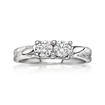 Pre-owned Ross-simons C. 1990 Vintage .50 Ct. T.w. Diamond Toi Et Moi Ring In 14kt White Gold In Silver