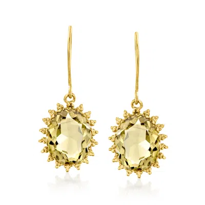 Pre-owned Ross-simons C. 1990 Vintage 5.00 Ct. T.w. Citrine Drop Earrings In 14kt Yellow Gold
