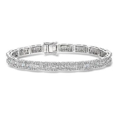 Pre-owned Ross-simons C. 1990 Vintage 5.00 Ct. T.w. Diamond Bracelet In 14kt White Gold In Silver