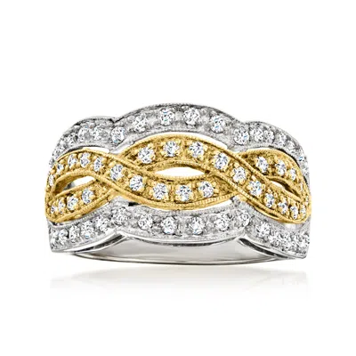 Pre-owned Ross-simons C. 1990 Vintage .60 Ct. T.w. Diamond Woven Ring In 18kt Two-tone Gold In Gold,silver