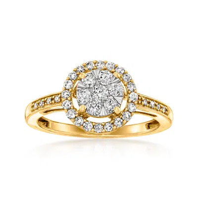 Pre-owned Ross-simons C. 1990 Vintage .65 Ct. T.w. Diamond Cluster Ring In 14kt Yellow Gold