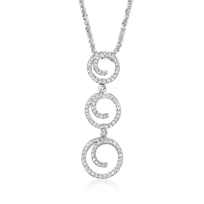 Pre-owned Ross-simons C. 1990 Vintage .65 Ct. T.w. Diamond Swirls Drop Necklace In 14kt White Gold In Silver