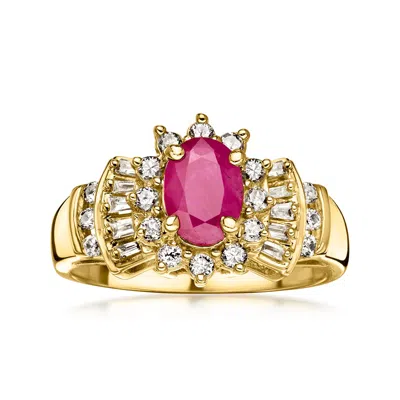 Pre-owned Ross-simons C. 1990 Vintage .75 Carat Ruby Ring With .55 Ct. T.w. Diamonds In 14kt Yellow Gold