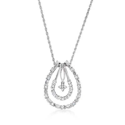 Pre-owned Ross-simons C. 1990 Vintage .75 Ct. T.w. Diamond Drop Necklace In 14kt White Gold In Silver
