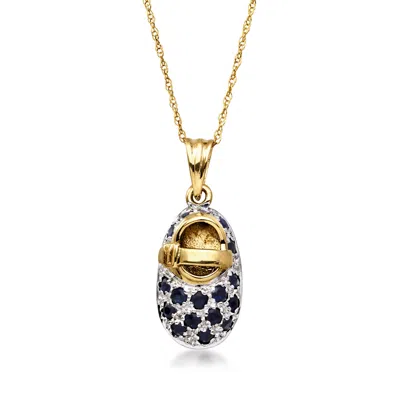 Pre-owned Ross-simons C. 1990 Vintage .85 Ct. T.w. Sapphire Baby Bootie Pendant Necklace In 14kt Two-tone Gold In Gold,silver
