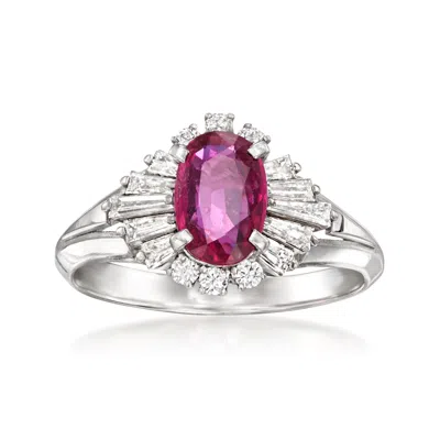 Pre-owned Ross-simons C. 1990 Vintage .87 Carat Ruby Ring With .54 Ct. T.w. Diamonds In Platinum In Silver