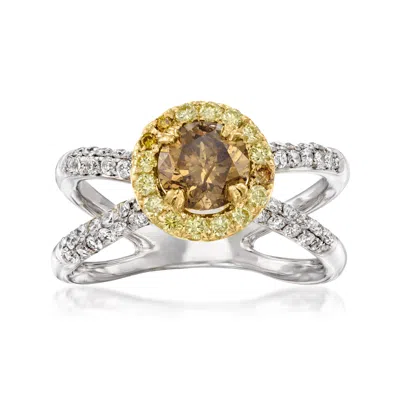 Pre-owned Ross-simons C. 1990 Vintage .90 Carat Brown Diamond Ring With 1.22 Ct. T.w. Multicolored Diamonds In 18kt Two-to In Gold,silver