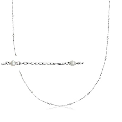 Pre-owned Ross-simons C. 1990 Vintage Cultured Pearl Station Necklace In Platinum In Silver