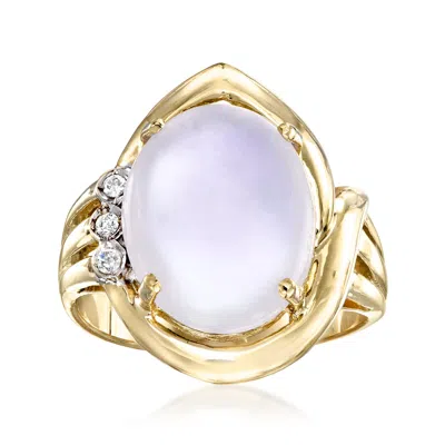 Pre-owned Ross-simons C. 1990 Vintage Lavender Jade Ring With Diamonds In 14kt Yellow Gold