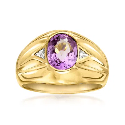 Pre-owned Ross-simons C. 1990 Vintage Men's 2.00 Carat Synthetic Multicolored Sapphire Ring With .10 Ct. T.w. Diamonds In  In Gold