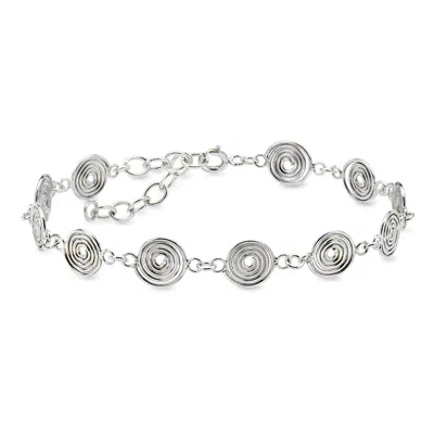 Pre-owned Ross-simons C. 1990 Vintage Sterling Silver Swirl-disc Link Bracelet