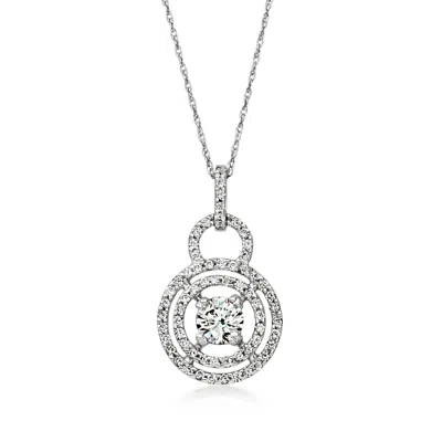 Pre-owned Ross-simons C. 2000 Vintage 1.00 Ct. T.w. Diamond Circles Pendant Necklace In 18kt White Gold In Silver