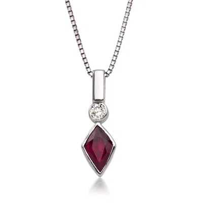 Pre-owned Ross-simons C. 2000 Vintage 1.09 Carat Ruby And .23 Carat Diamond Pendant Necklace In Platinum In Silver