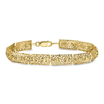 Pre-owned Ross-simons C. 2000 Vintage 10kt Yellow Gold Floral Openwork Bracelet