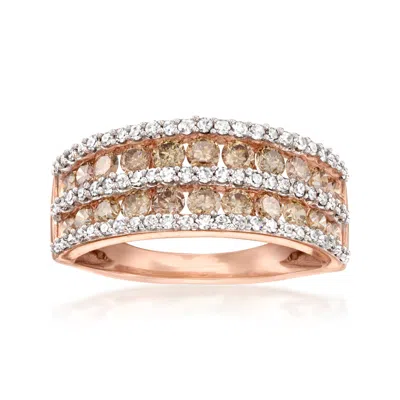 Pre-owned Ross-simons C. 2000 Vintage 1.15 Ct. T.w. Brown And White Diamond Ring In 14kt Rose Gold In Pink