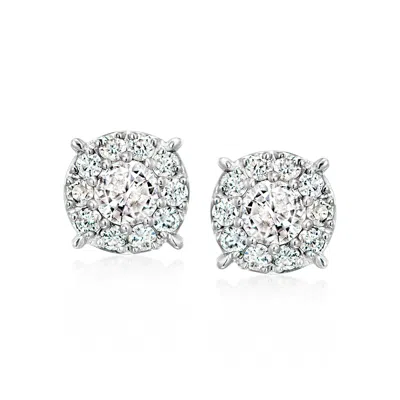 Pre-owned Ross-simons C. 2000 Vintage 1.16 Ct. T.w. Diamond Cluster Earrings In 18kt White Gold In Silver