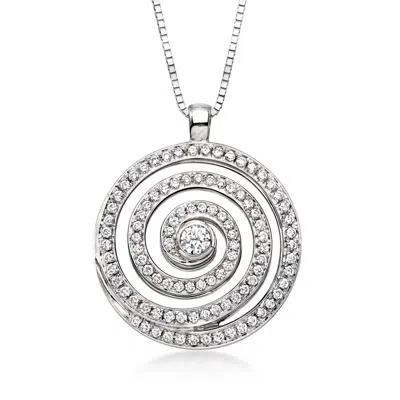 Pre-owned Ross-simons C. 2000 Vintage 1.17 Ct. T.w. Diamond Swirl Pendant Necklace In 18kt White Gold In Silver