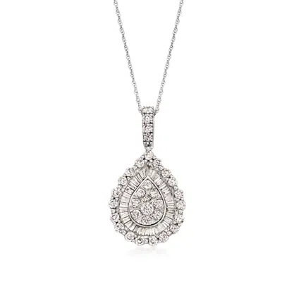 Pre-owned Ross-simons C. 2000 Vintage 1.20 Ct. T.w. Diamond Pendant Necklace In 14kt White Gold In Silver