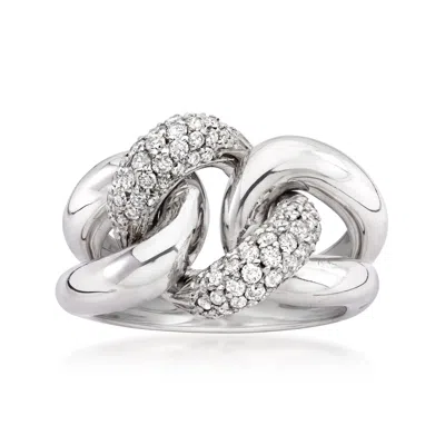 Pre-owned Ross-simons C. 2000 Vintage 1.25 Ct. T.w. Diamond Link Ring In 18kt White Gold In Silver