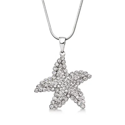 Pre-owned Ross-simons C. 2000 Vintage 1.50 Ct. T.w. Cz Starfish Pendant Necklace In Sterling Silver