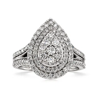 Pre-owned Ross-simons C. 2000 Vintage 1.50 Ct. T.w. Diamond Cluster Ring In 10kt White Gold In Silver