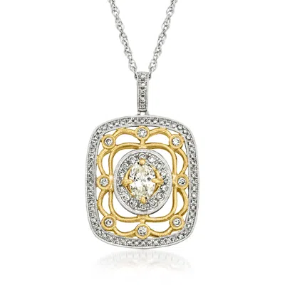 Pre-owned Ross-simons C. 2000 Vintage 1.50 Ct. T.w. Diamond Pendant Necklace In 14kt Two-tone Gold In Gold,silver